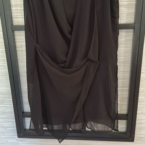 NWT Naracamicie black stretch blouse with layered chiffon front size S - Picture 5 of 8